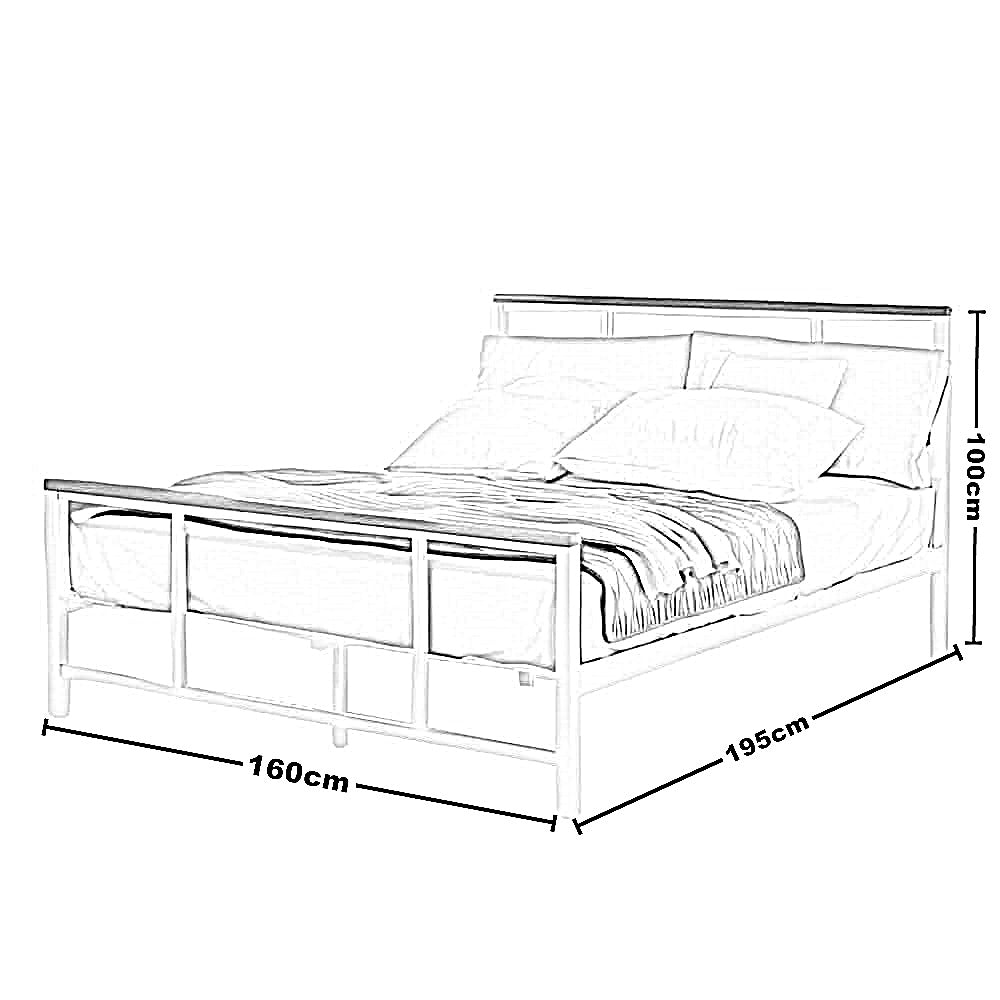 سرير كينج معدن و خشب طبيعي، 160*195*100 سم