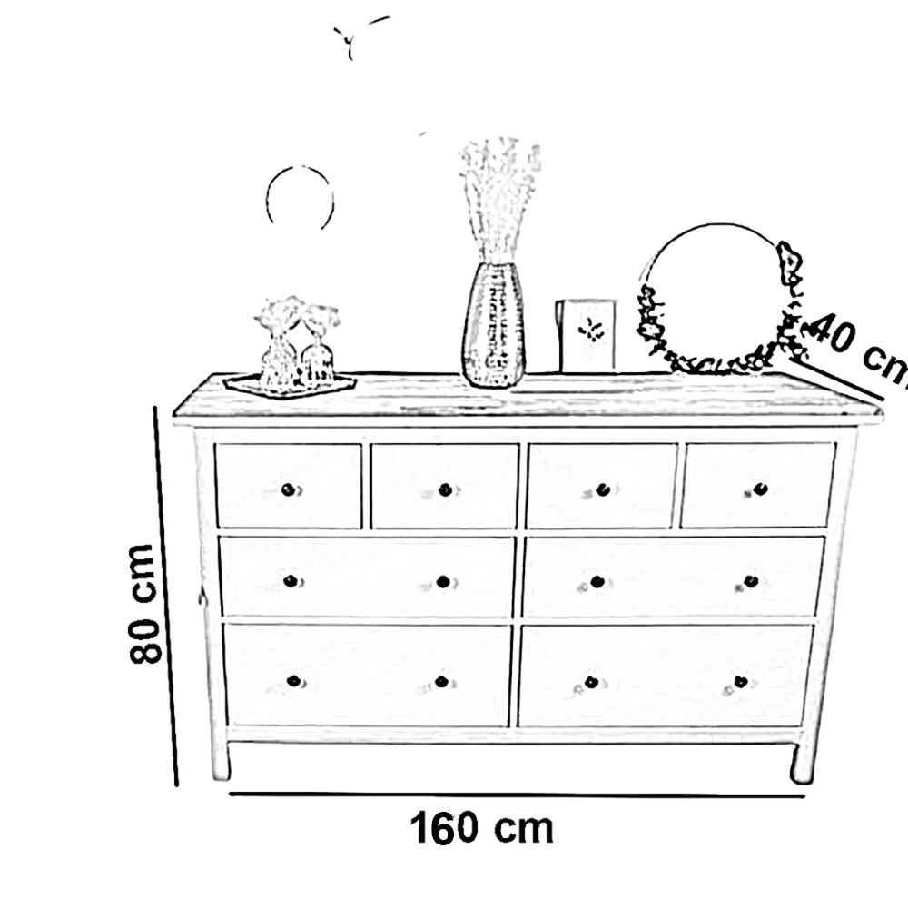 وحدة أدراج خشب ام دي اف، 160*40*80 سم