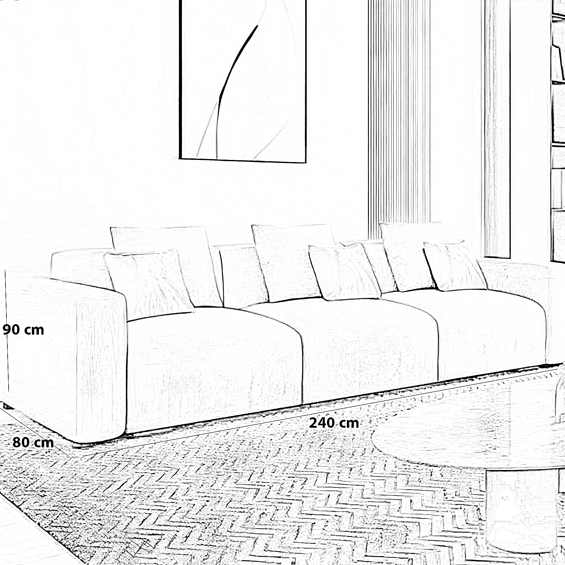 كنبة خشب زان، 240*80*90 سم