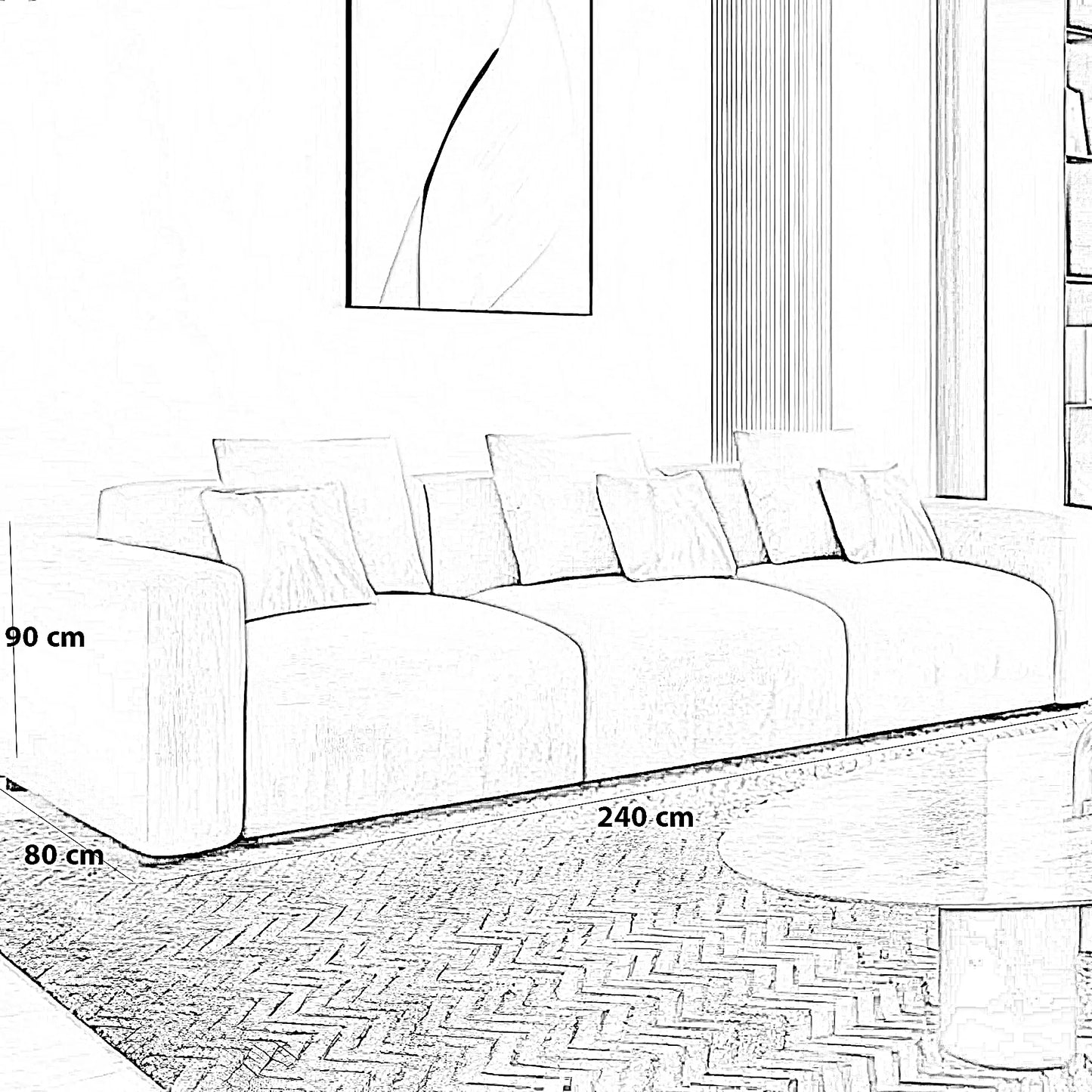 كنبة خشب زان، 240*80*90 سم