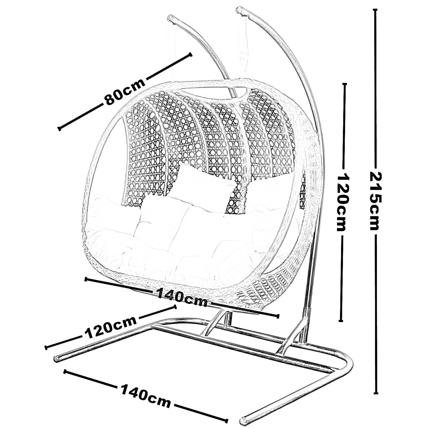 أرجوحة معدن و راتان، 140*80*120 سم