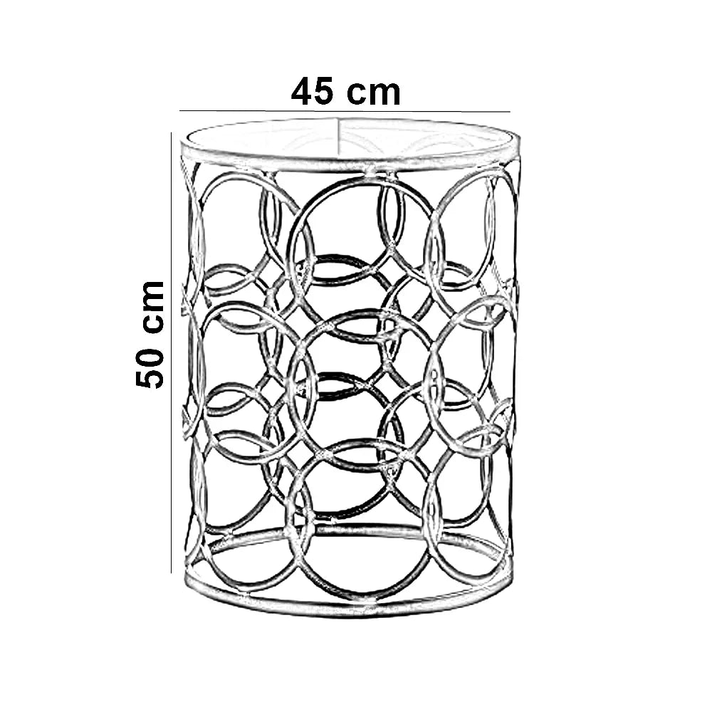 ترابيزة جانبية ستيل و زجاج، 45*45*50 سم