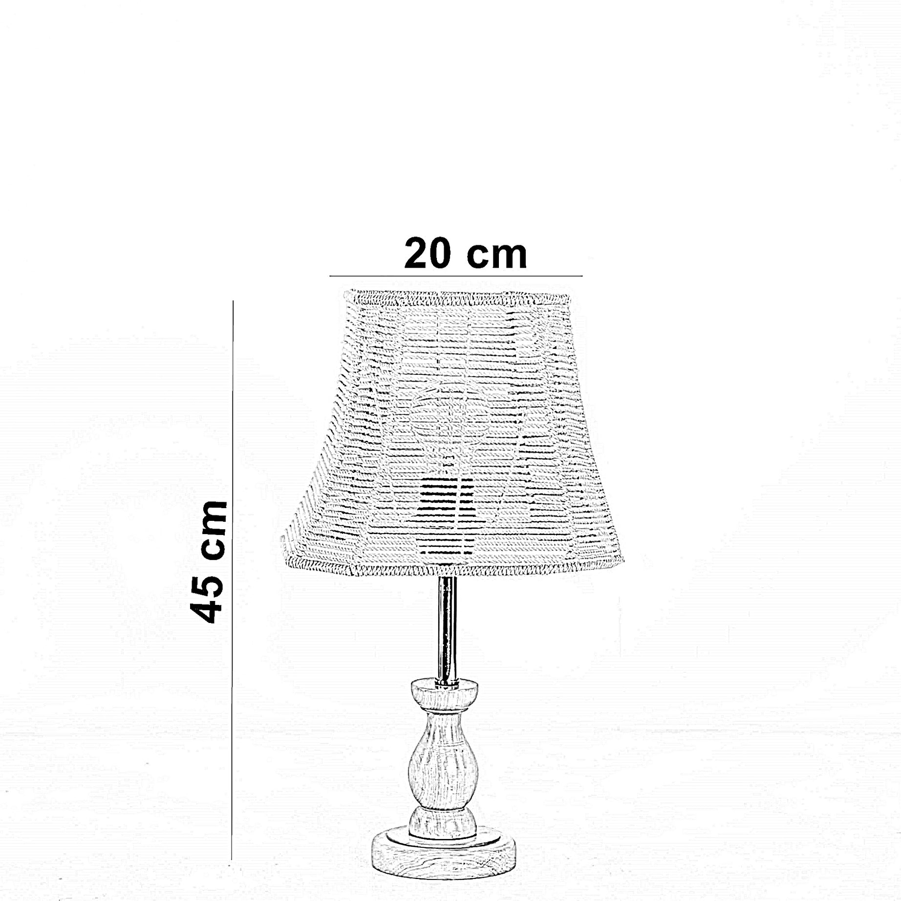 أباجورة خشب زان، 20*45 سم