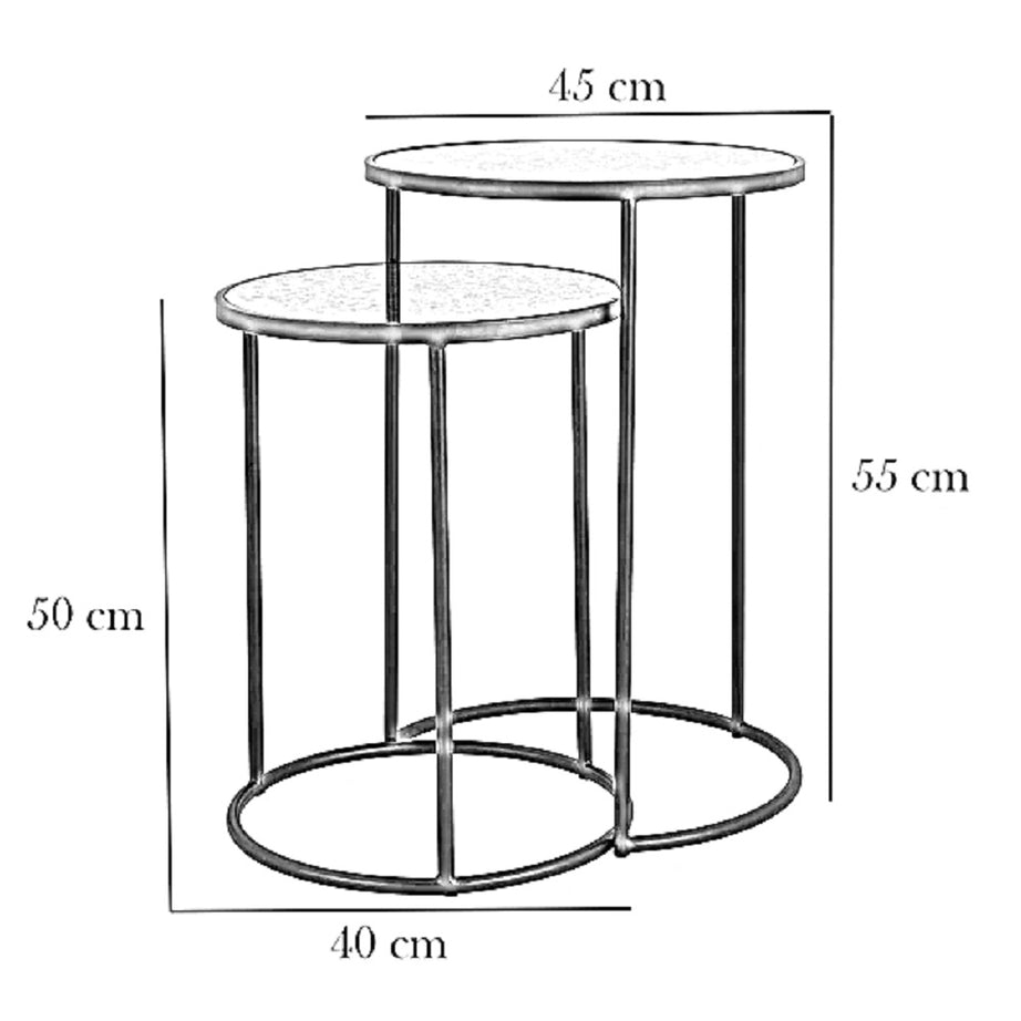 طقم ترابيزات جانبية معدن بسطح زجاج، قطعتين