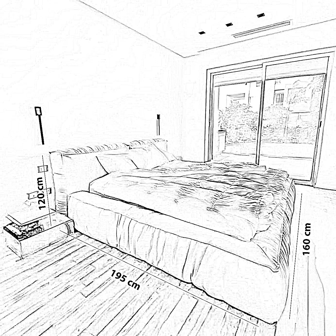 سرير كينج خشب كونتر و موسكي، 160*195*120 سم