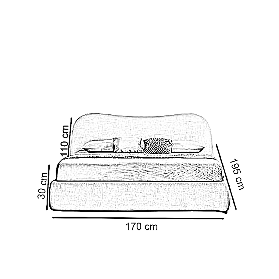سرير كينج خشب كونتر، 170*195*110 سم