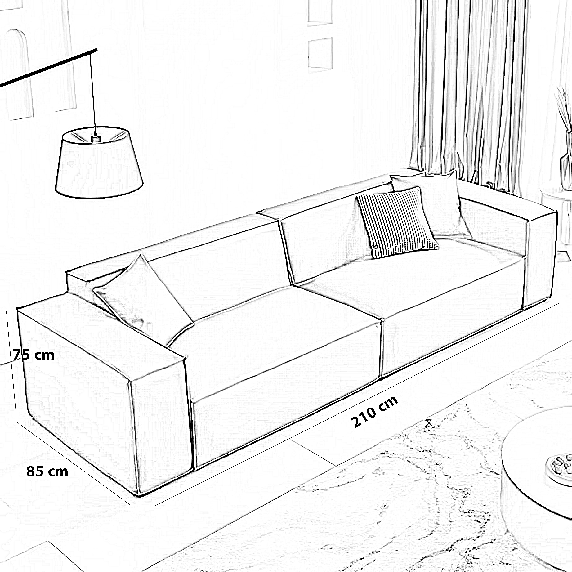 كنبة خشب طبيعي، 210*85*75 سم
