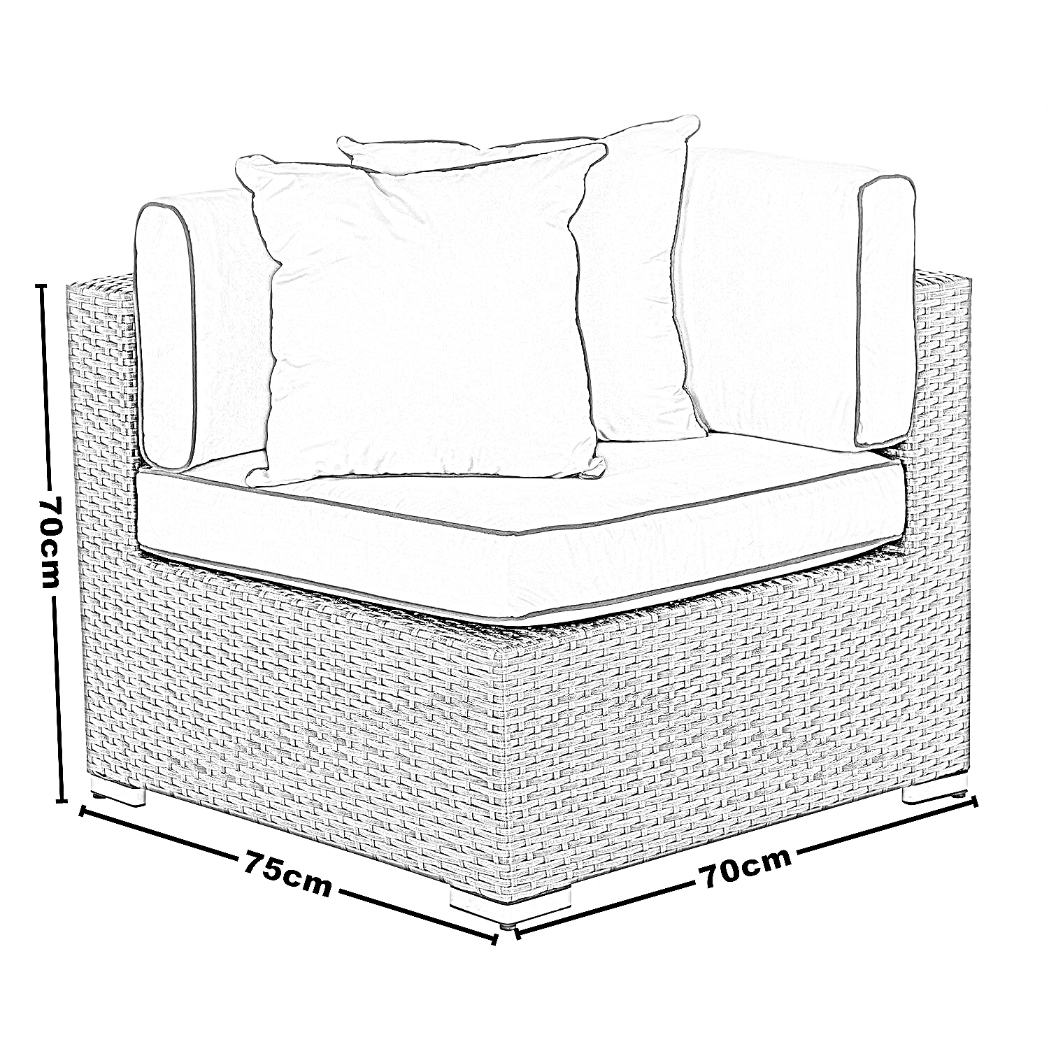 طقم للحدائق معدن و راتان، 3 قطع
