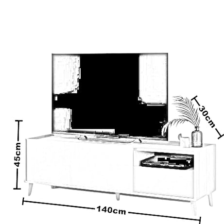 ترابيزة تليفزيون ام دي اف، 140*30*45 سم