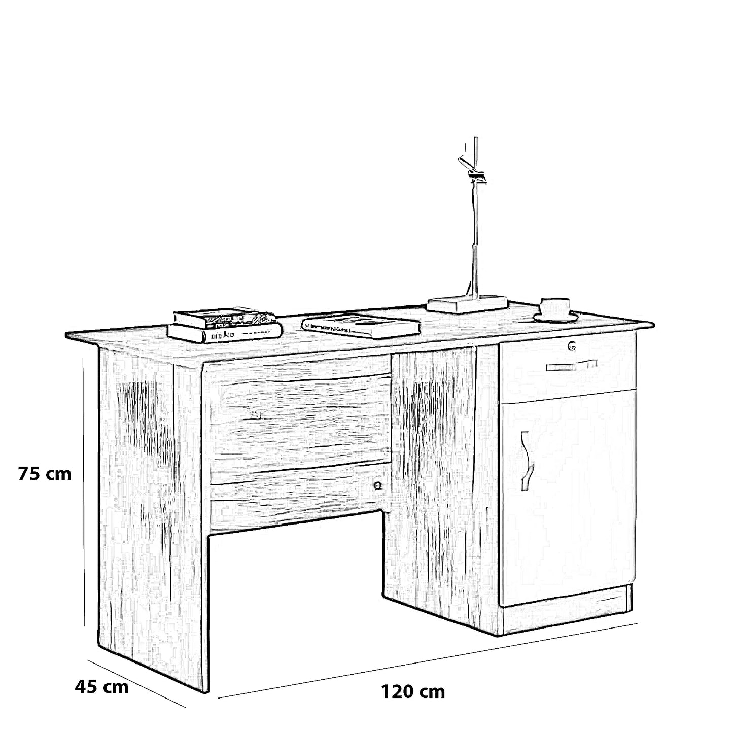 مكتب خشب ام دي اف، 120*45*75 سم