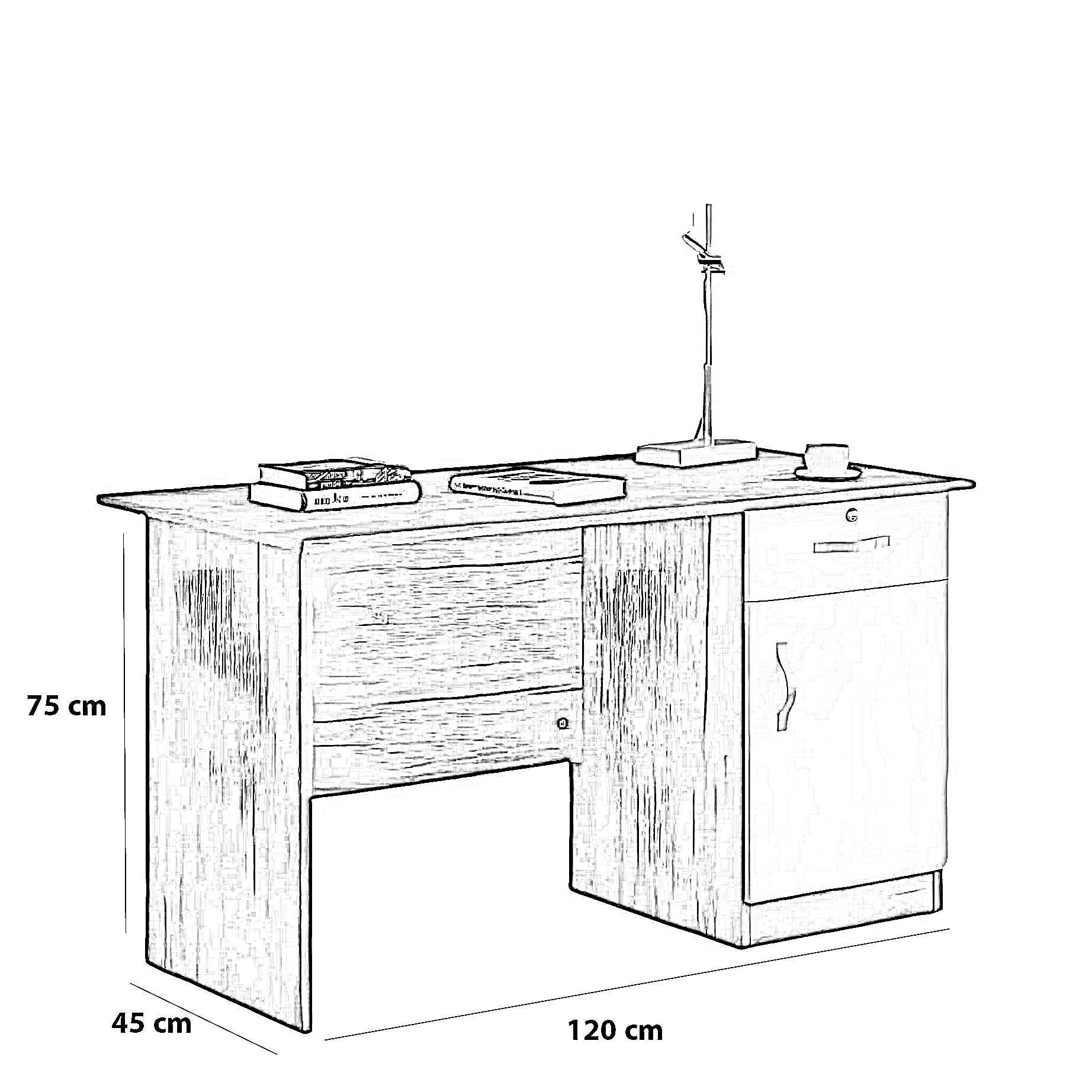 مكتب خشب ام دي اف، 120*45*75 سم