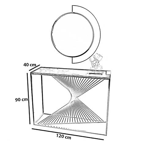 كونسول ستيل بمرايا، 120*40*90 سم