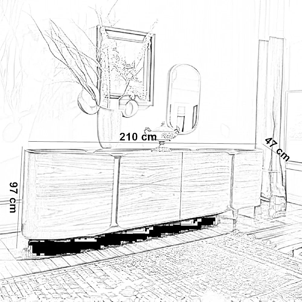 بوفيه خشب زان و كونتر، 210*47*97 سم