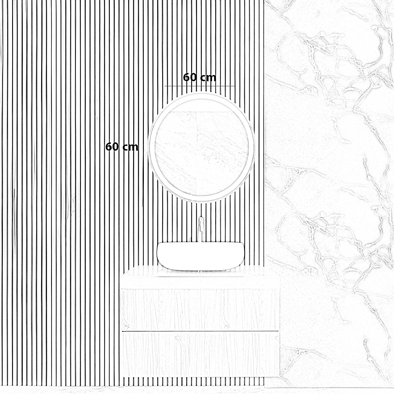 مرايا ليد، 60*60 سم