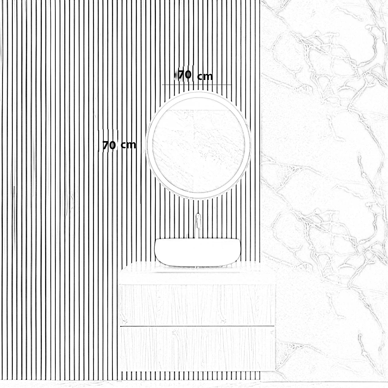 مرايا ليد، 70*70 سم