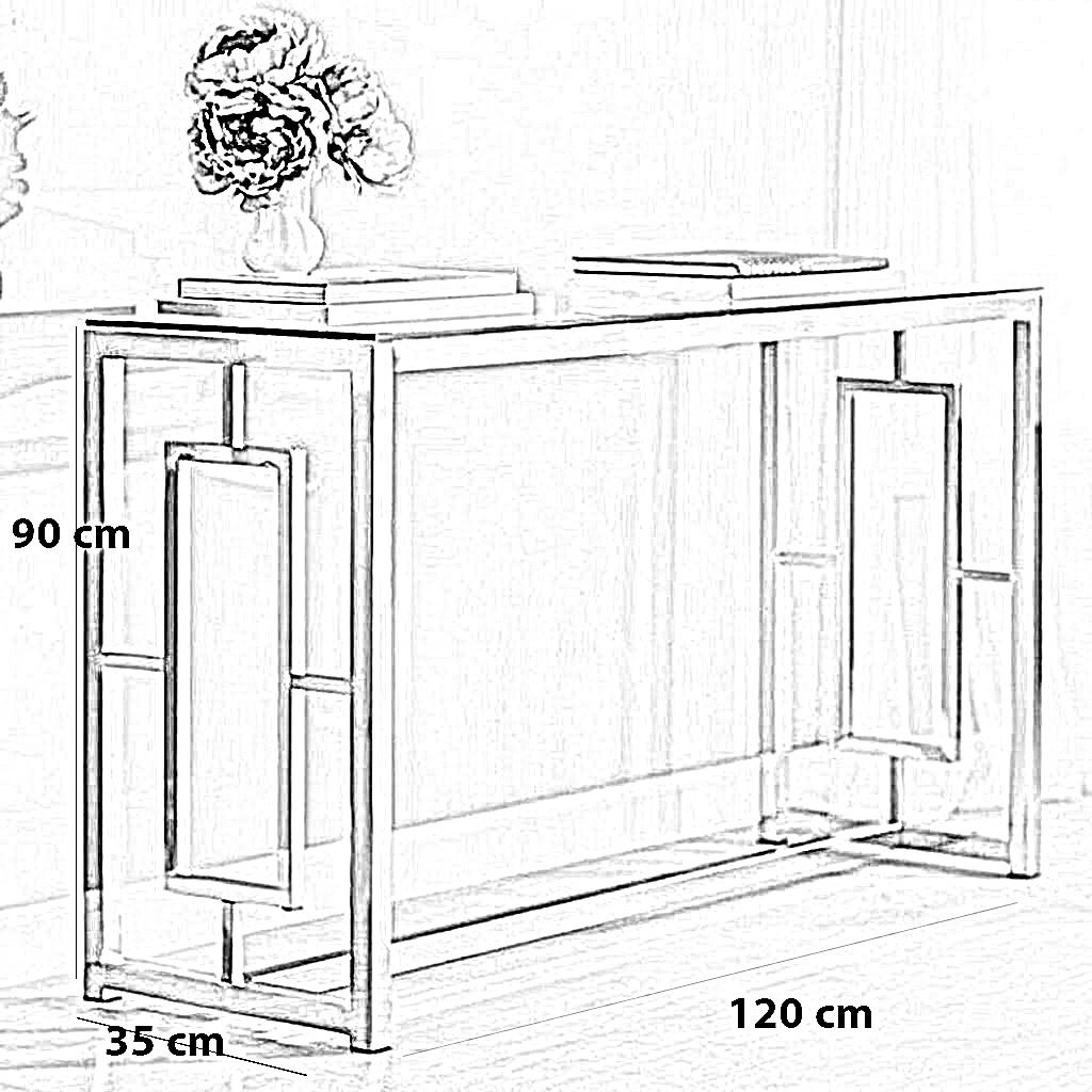 كونسول ستيل وزجاج، 120×35×90 سم - صورة 3