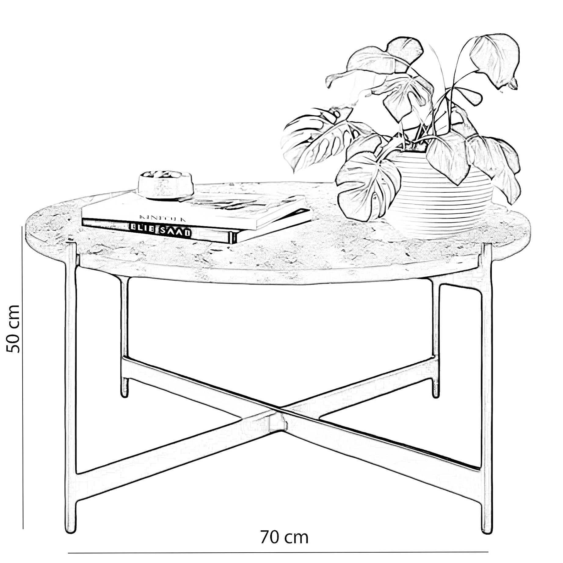 ترابيزة قهوة بسطح جرانيت، 70*50 سم