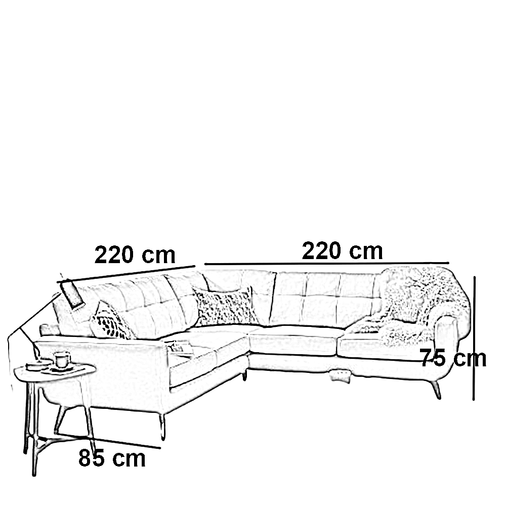 ركنة خشب زان، 220*220*85*75 سم