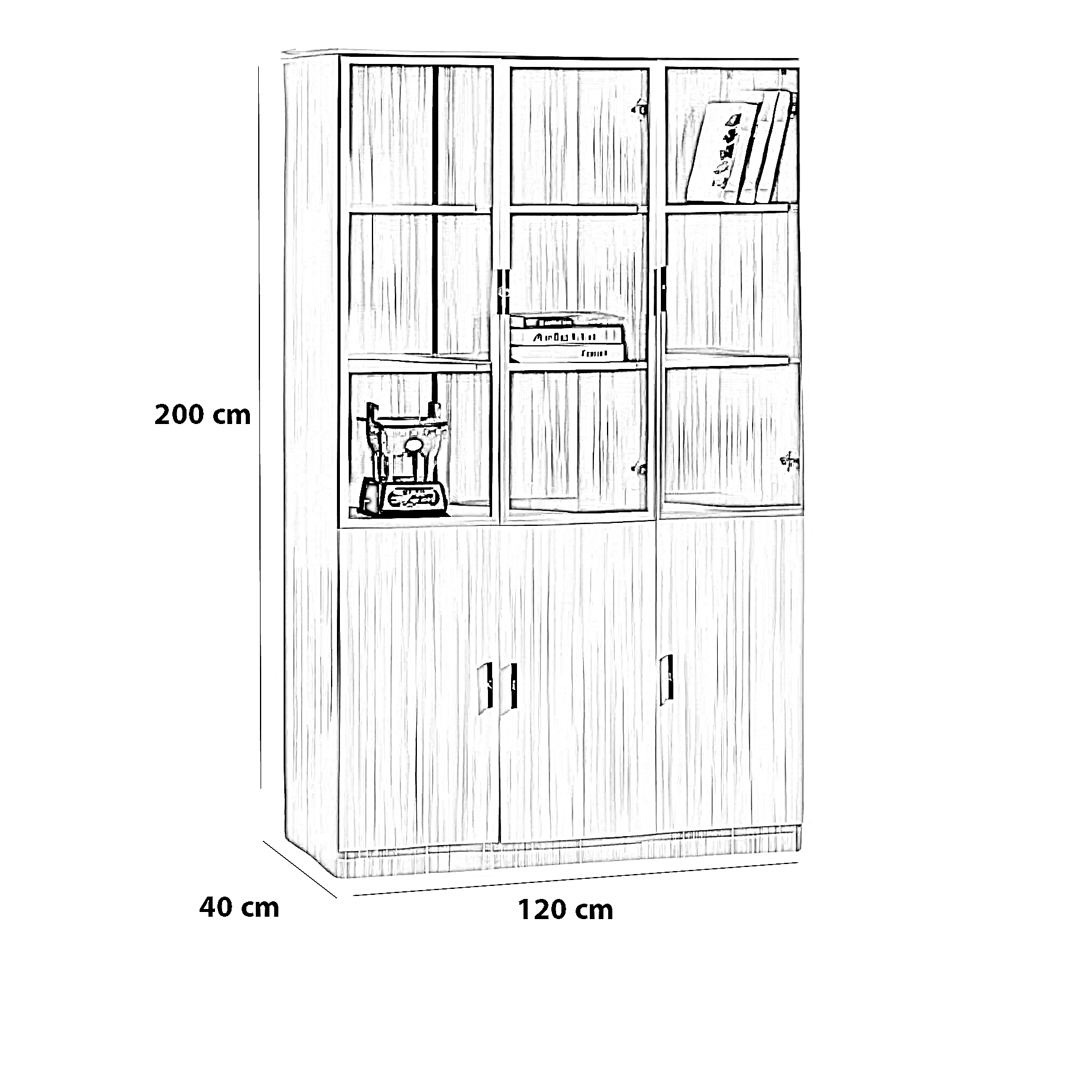 وحدة تخزين مكتبية، 120*40*200 سم