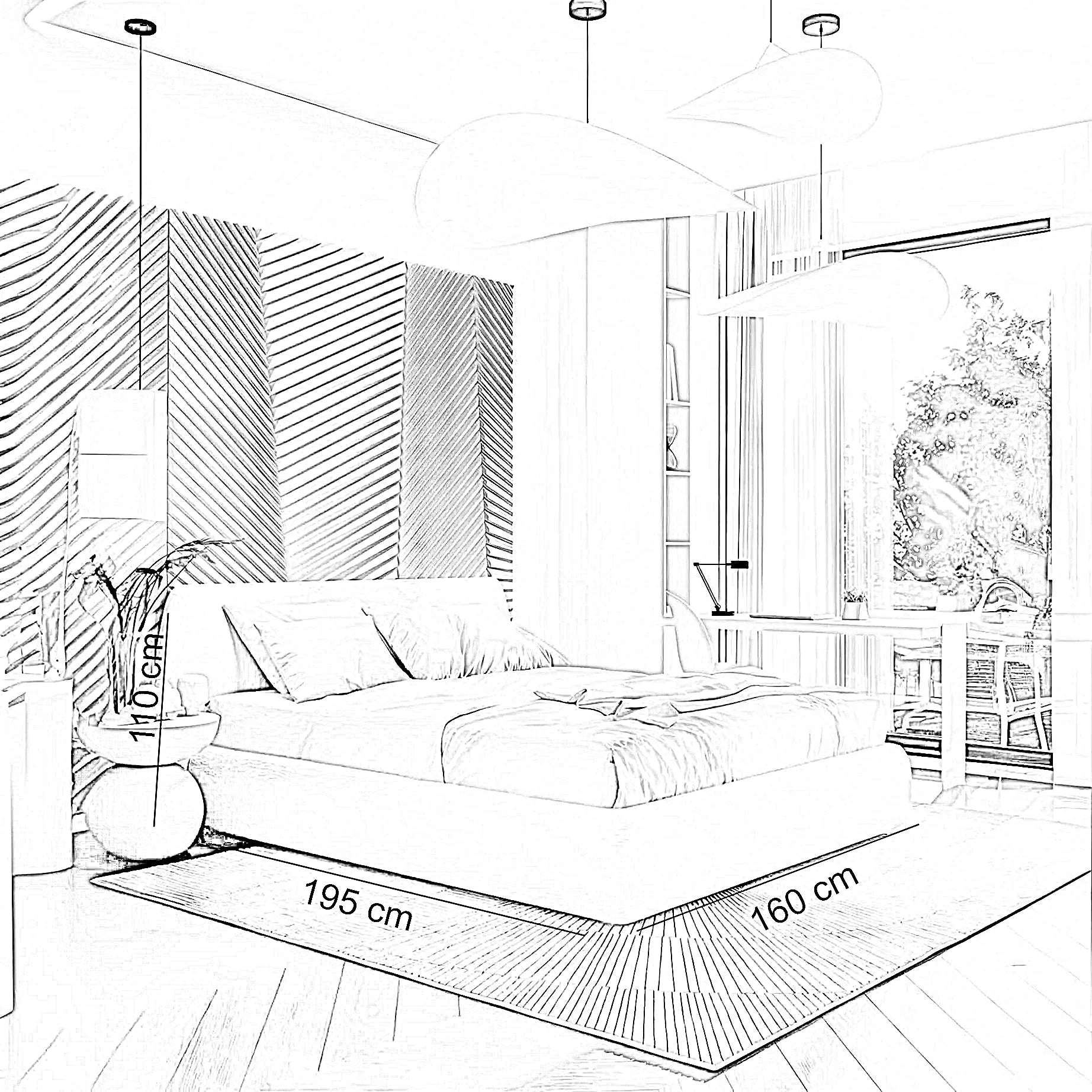 سرير كينج خشب كونتر، 160*195*110 سم