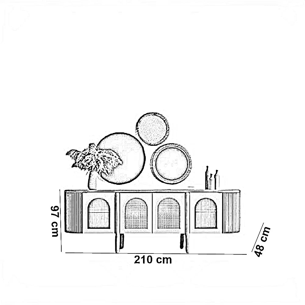 بوفيه خشب زان و كونتر، 210*48*97 سم