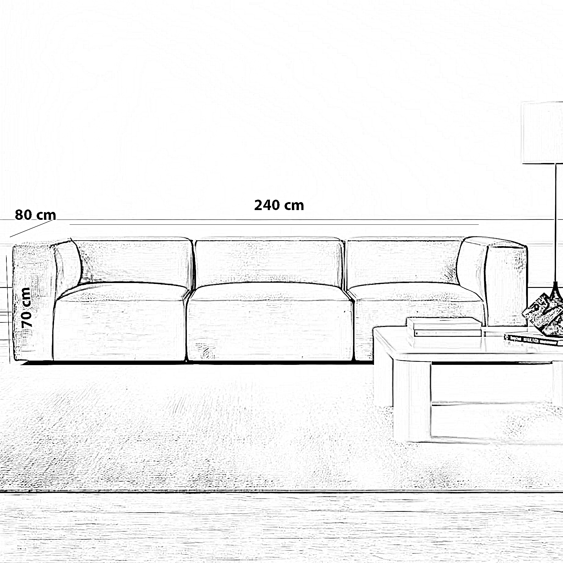 كنبة خشب زان، 240*80*70 سم