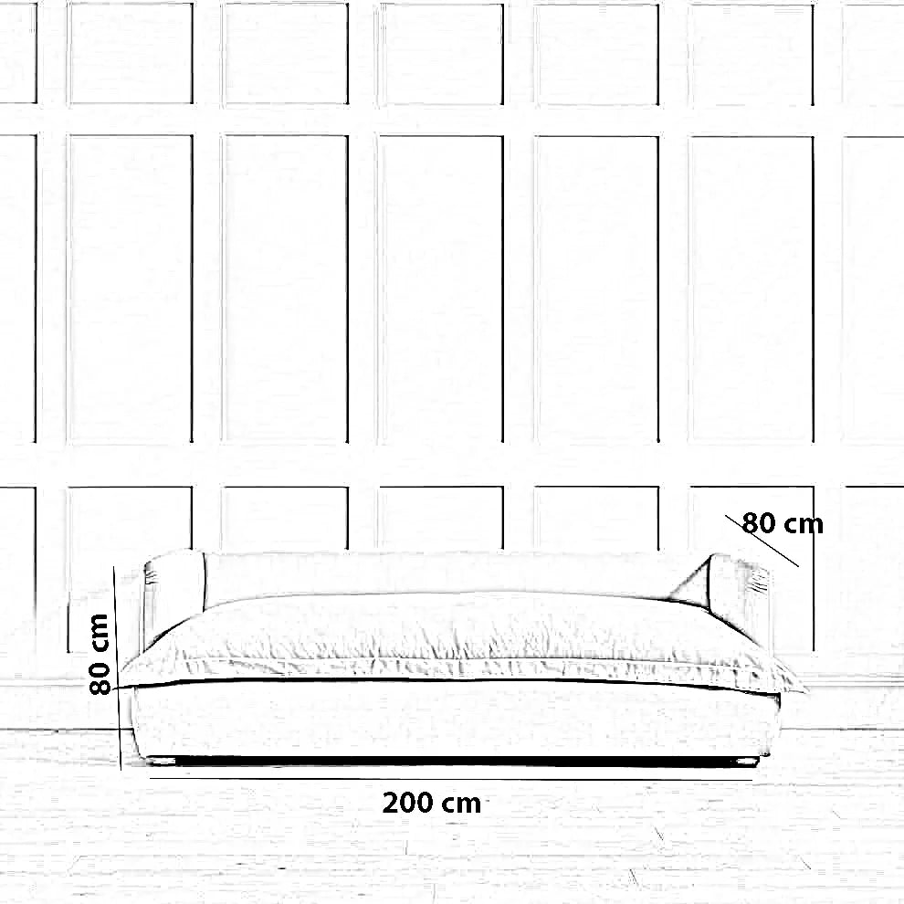 كنبة خشب زان، 200*80*80 سم