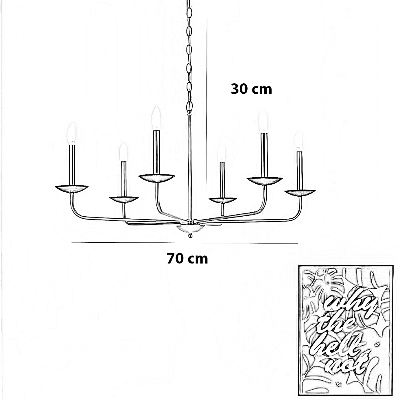 نجفة معدن و زجاج، 70*30 سم