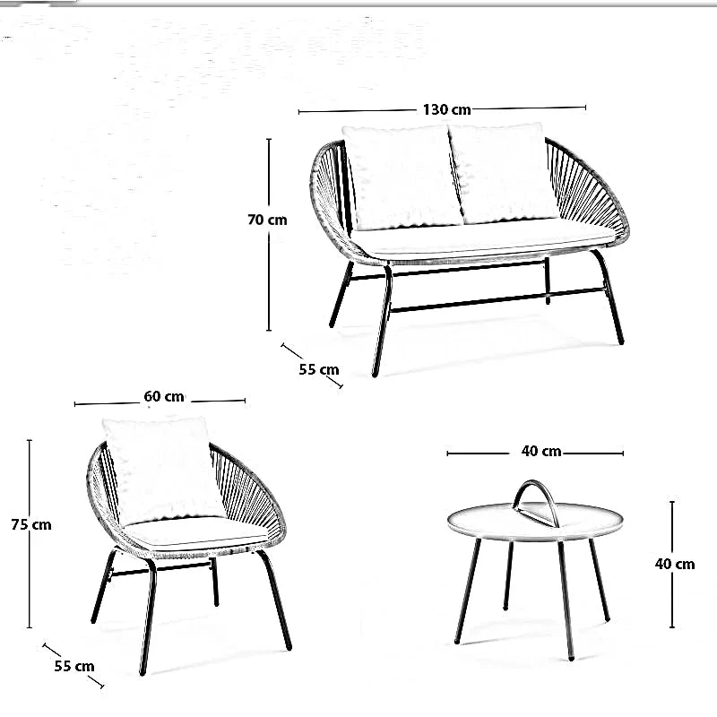 طقم خارجي ستيل و دوبار، 4 قطع