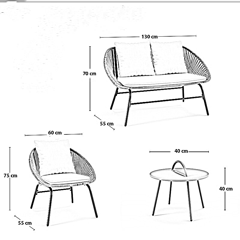 طقم خارجي ستيل و دوبار، 4 قطع