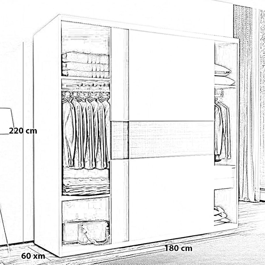 دولاب ام دي اف تايلاندي، 180*60*220 سم