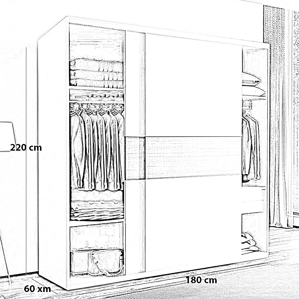 دولاب ام دي اف تايلاندي، 180*60*220 سم
