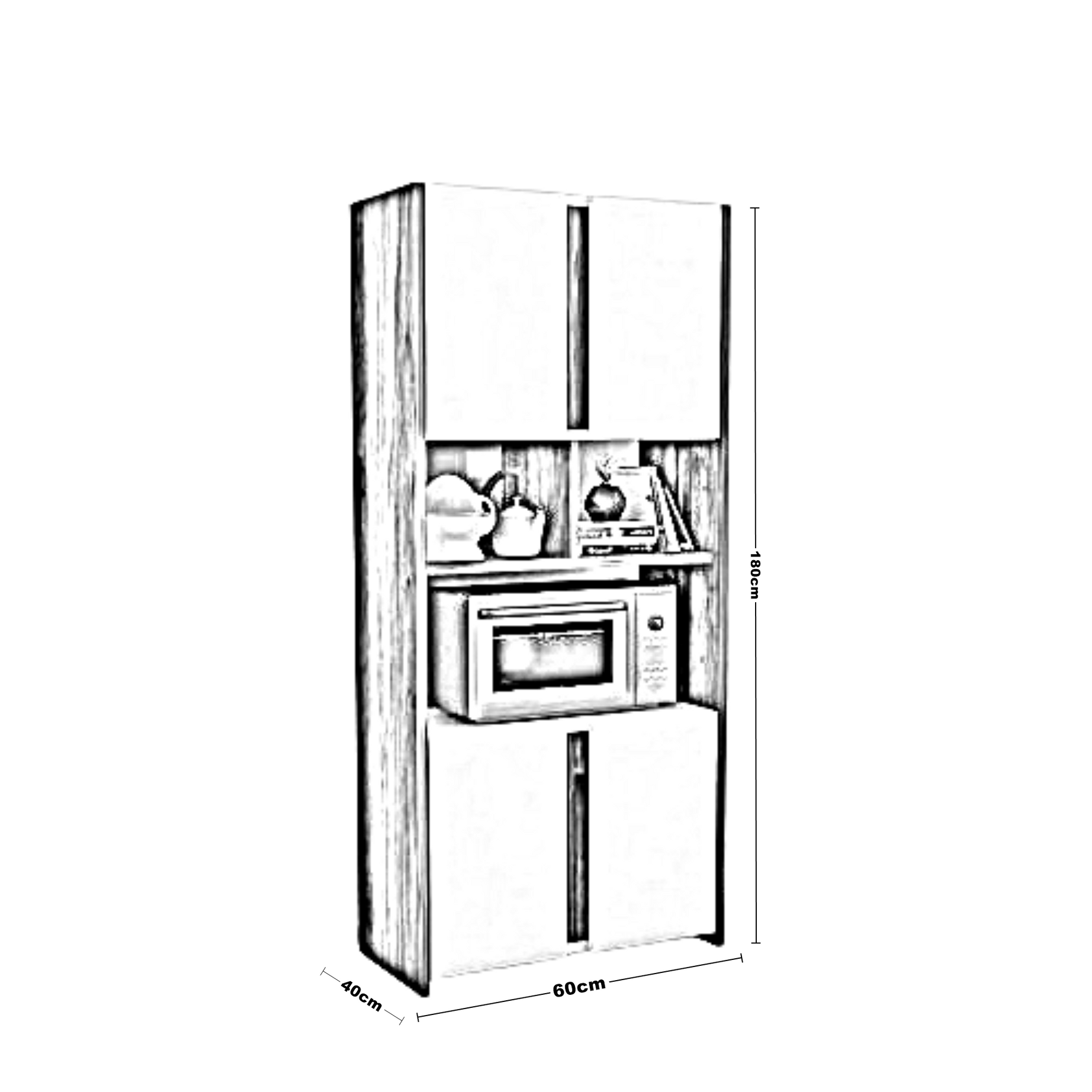وحدة تخزين خشب ام دي اف، 60*40*180 سم