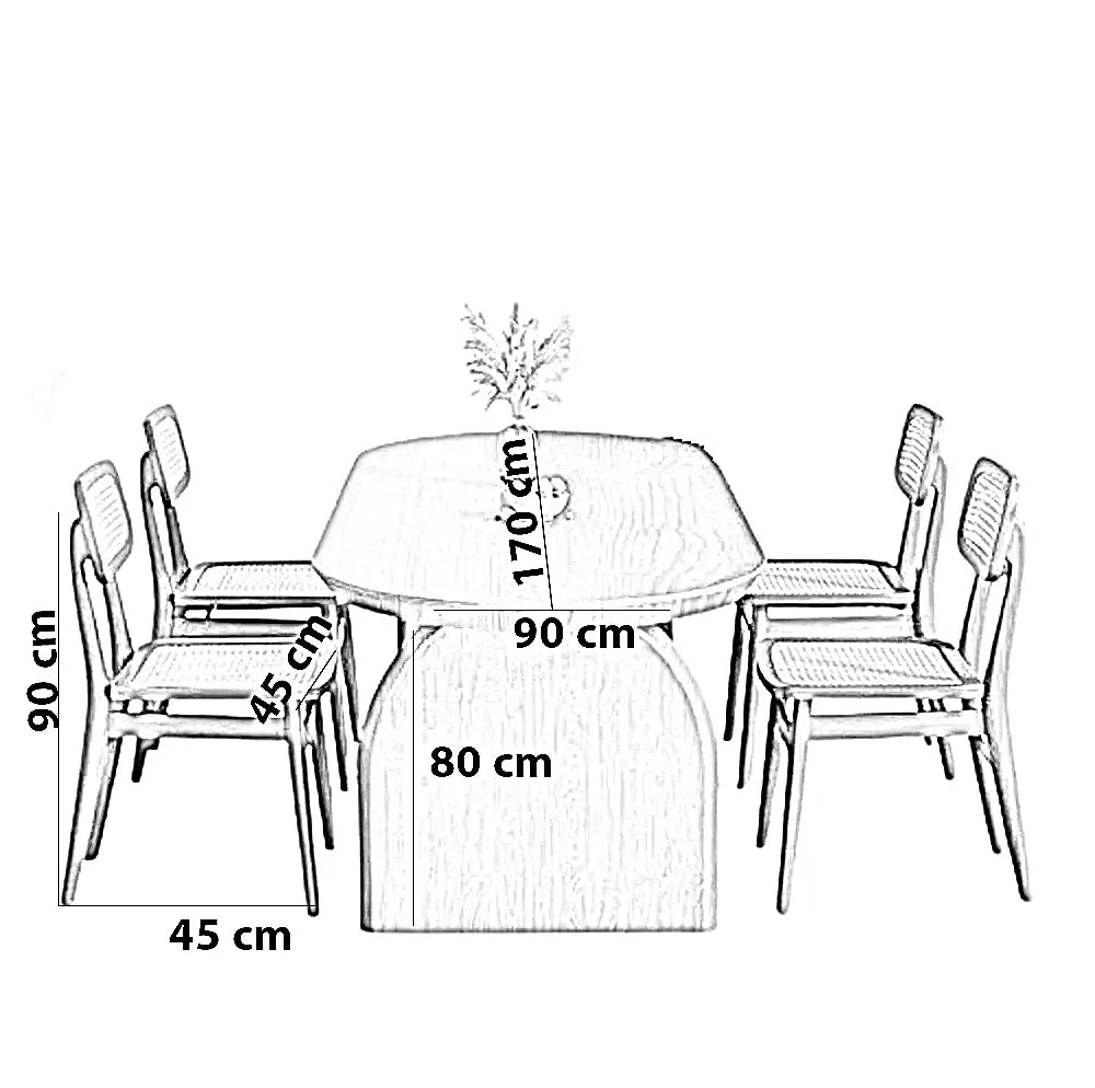 طقم سفرة خشب زان و كونتر، 5 قطع