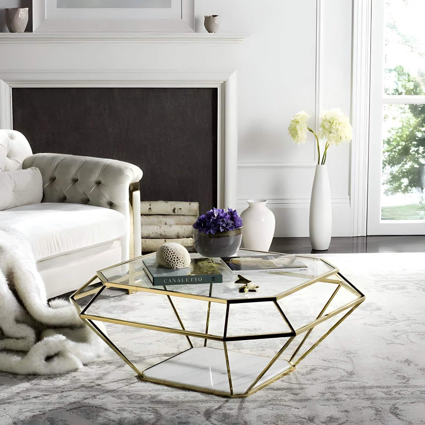 ترابيزة قهوة زجاج 70*70*50 سم - RON79 Royal Iron