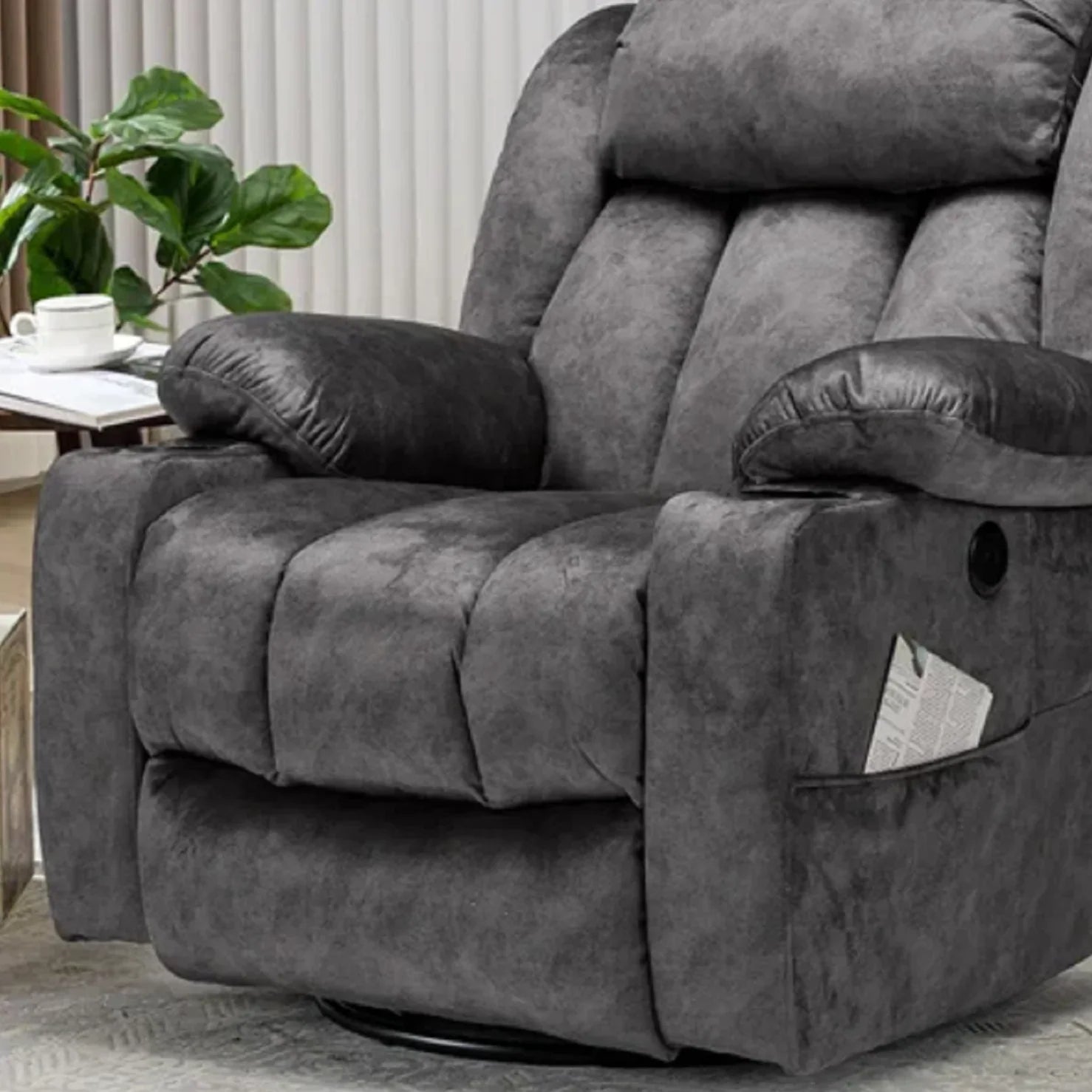 كرسي استرخاء ليزي بوي خشب زان، 100*90*105 سم - رمادي غامق