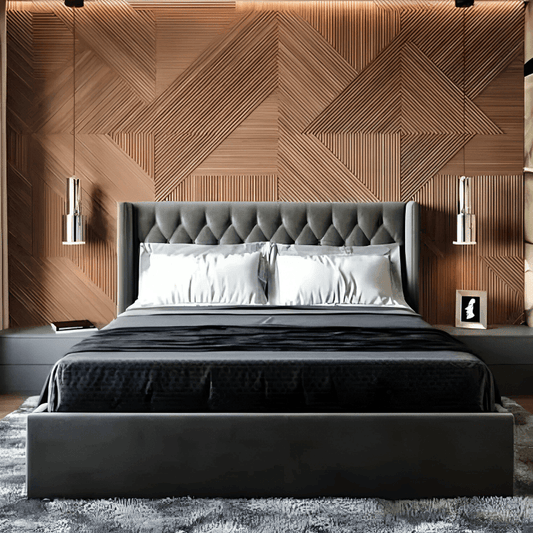 سرير بضهر كابتونيه من قماش فاخر - REK1 - Homix