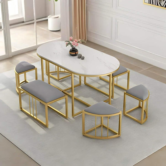 سفرة معدن و ام دي اف مع 6 كراسي - RON289 Royal Iron