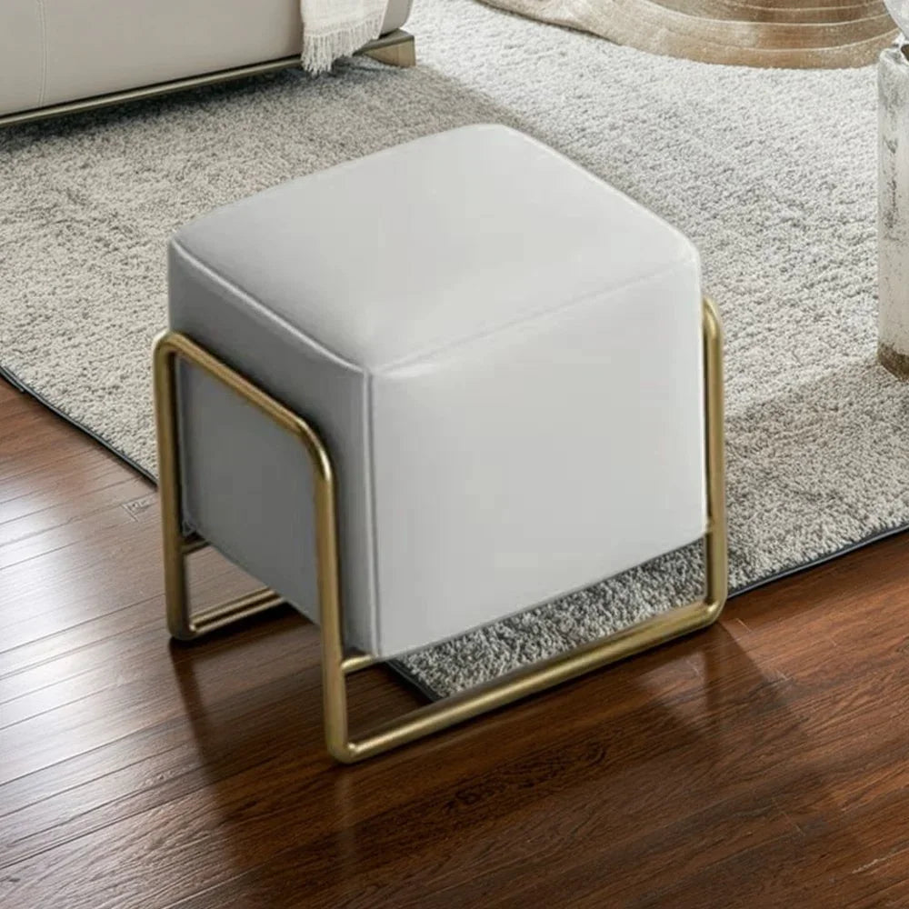 بف ستيل و جلد، 50*50*50 سم - رمادي فاتح