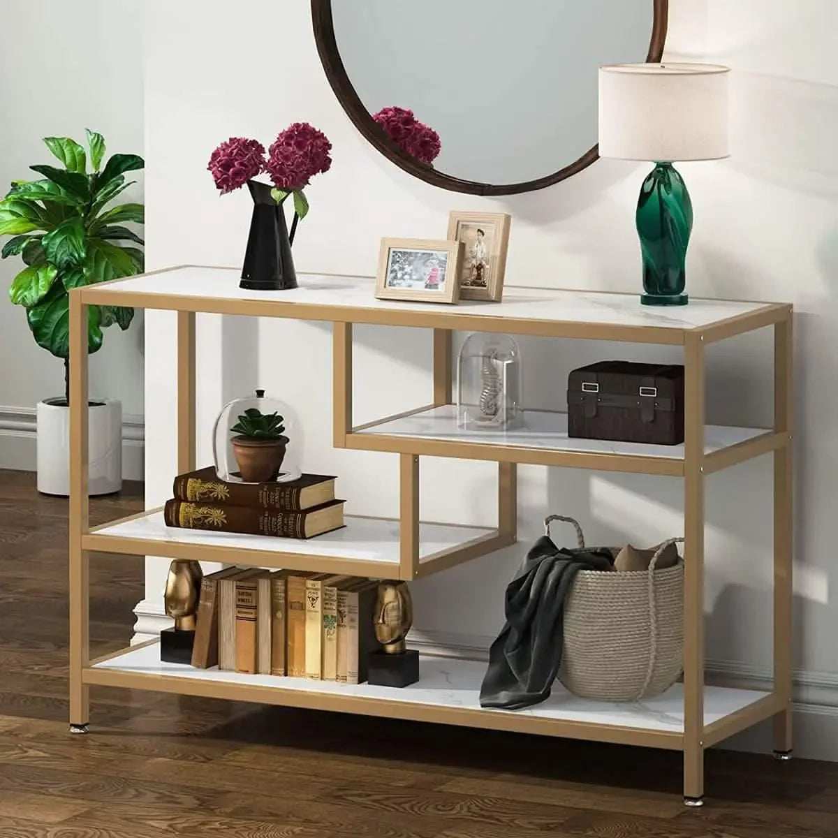 كونسول معدن بسطح رخام، 100*30*90 سم