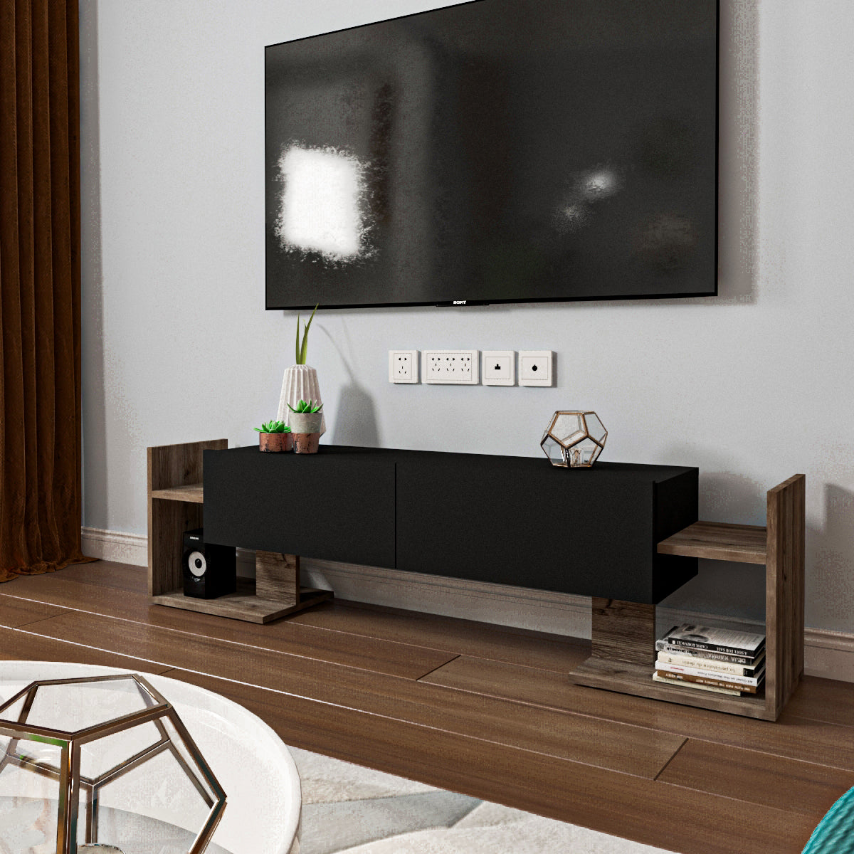ترابيزة تليفزيون خشب ام دي اف، 160*30*42 سم