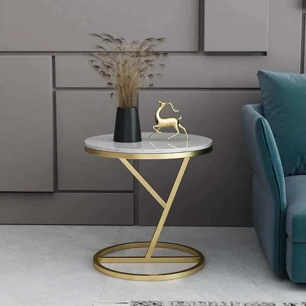 ترابيزة جانبية معدن بسطح رخام، 40*40*55 سم