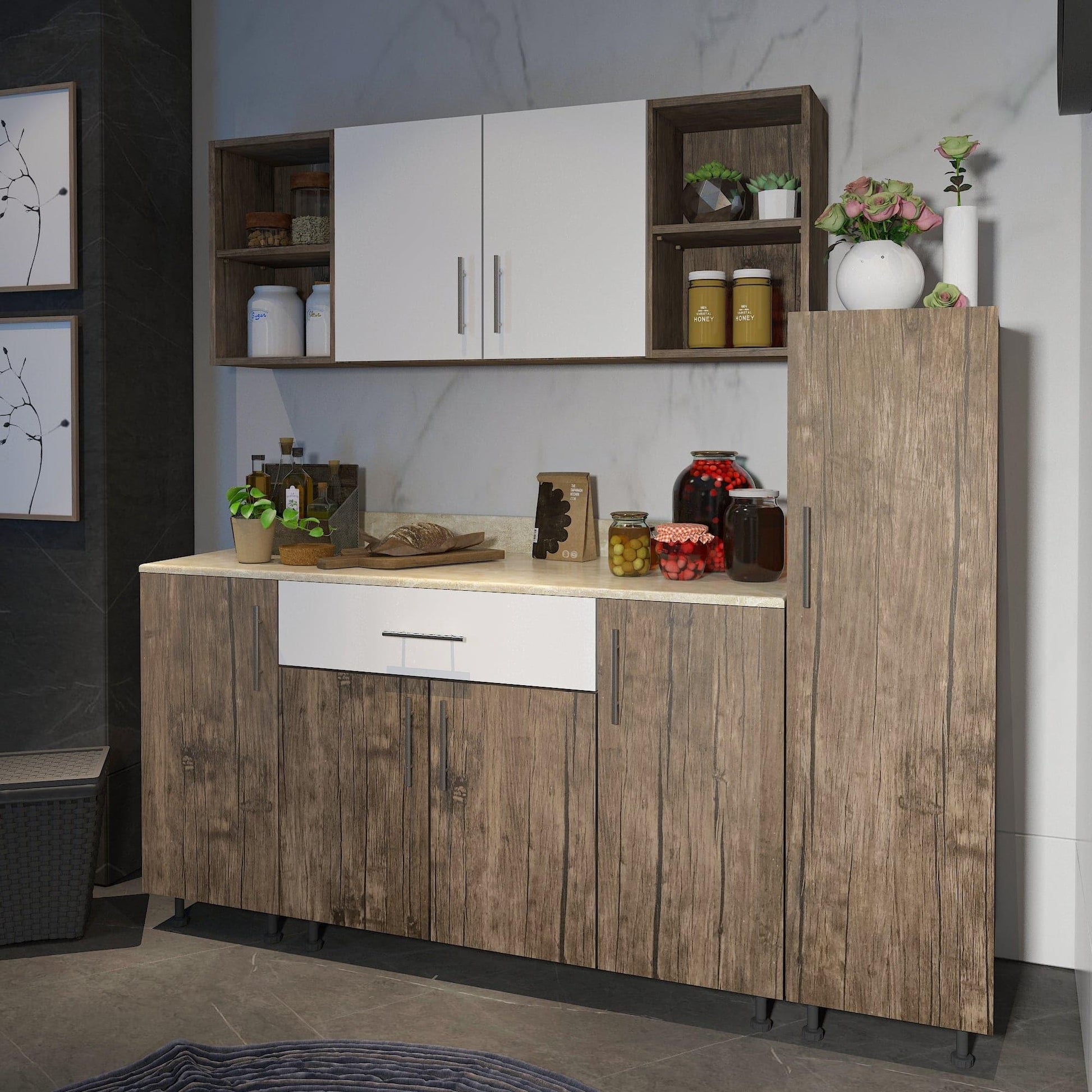 مطبخ خشبي بأدرج قلاب - ZAT48 - Homix